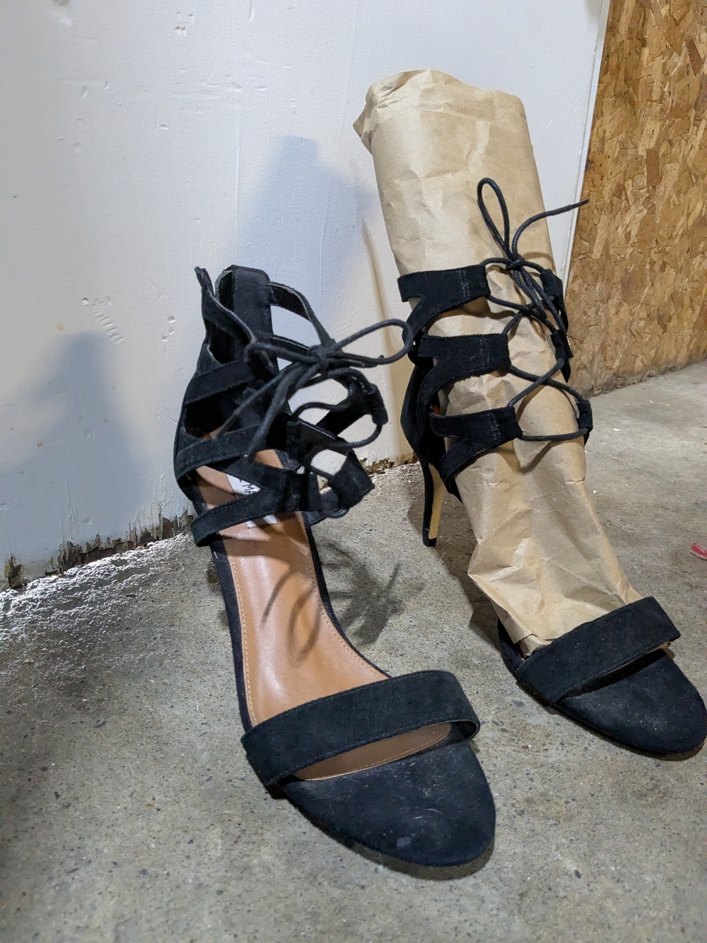Steve Madden Black Suede Lace-Up Stiletto Heels